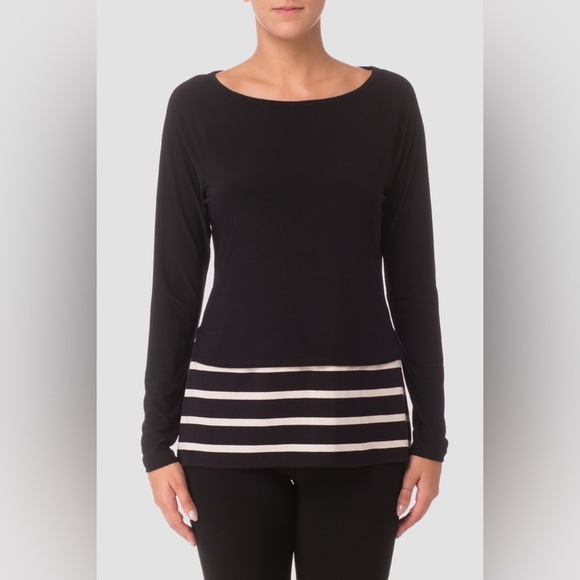 Joseph Ribkoff Top Style 174900 Black Long Sleeve Rounded Neckline - Picture 1 of 9